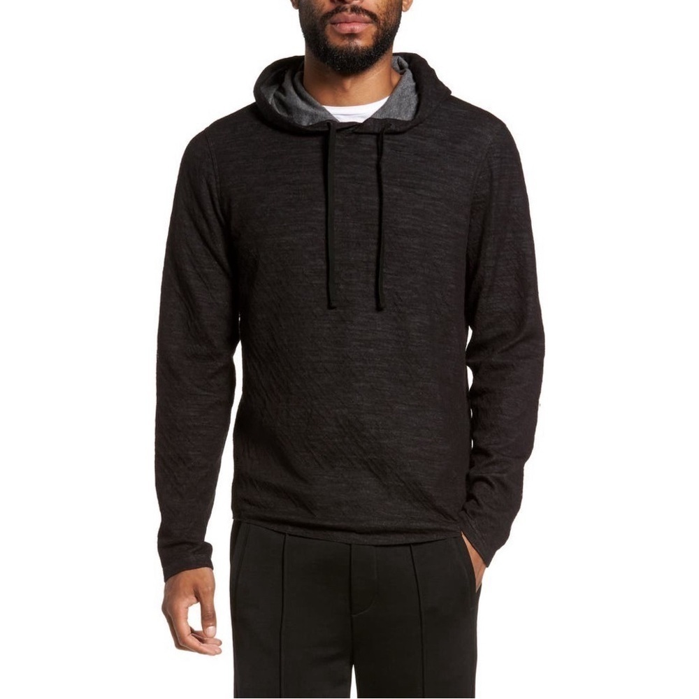 VINCE Contrast Double Knit Cotton & Wool Hoodie